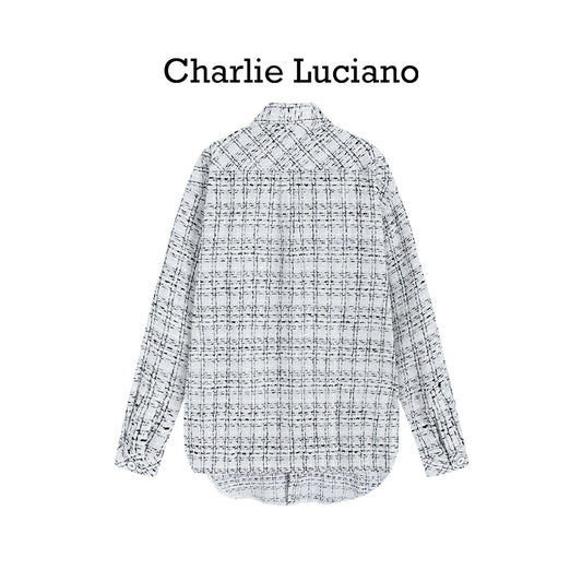 Charlie Luciano Couple Checkered Shirt Small Fragrant Coat for Men and Women