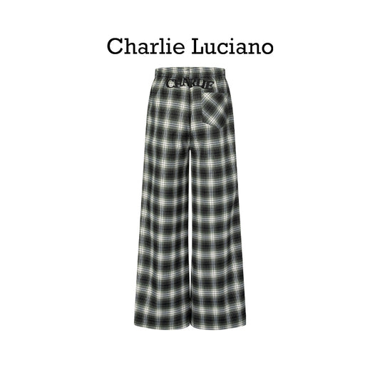 Charlie Luciano Fluid Love Silicon Offset Plaid Pants Casual Pants