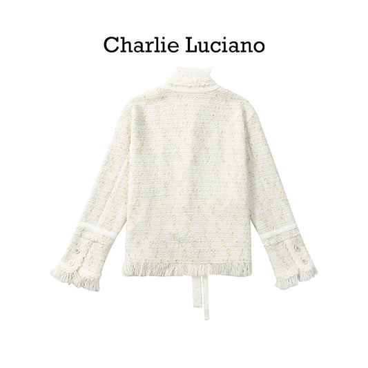 Charlie Luciano jacket 2025 trendy brand woven short white jacket for women