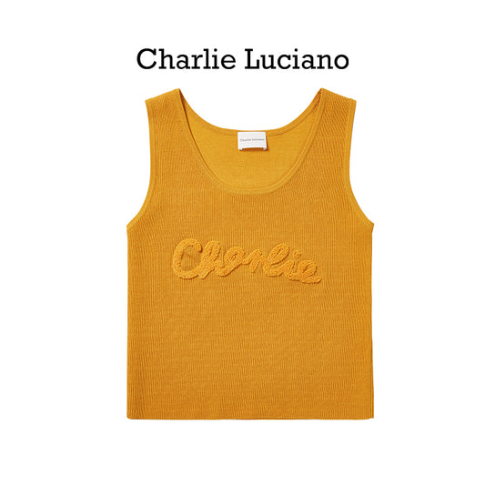 Charlie Luciano Jacquard Knitted Logo Sleeveless Tank Top