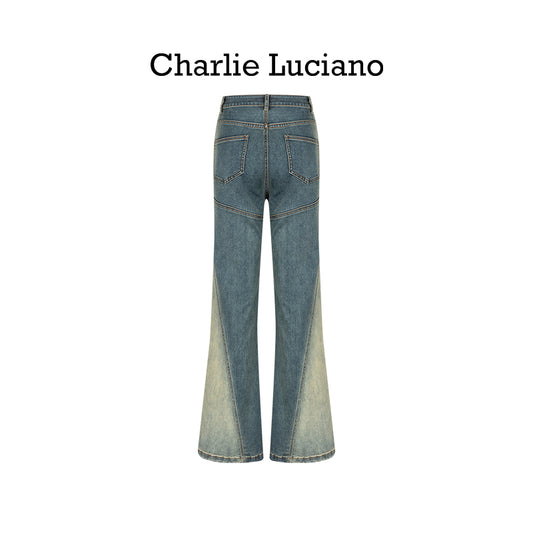 Charlie Luciano washed gradient denim bell bottoms jeans