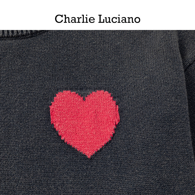 Charlie Luciano's Love Made Old Sweater New Retro Round Neck Cotton Loose Knitted Sweater Trendy