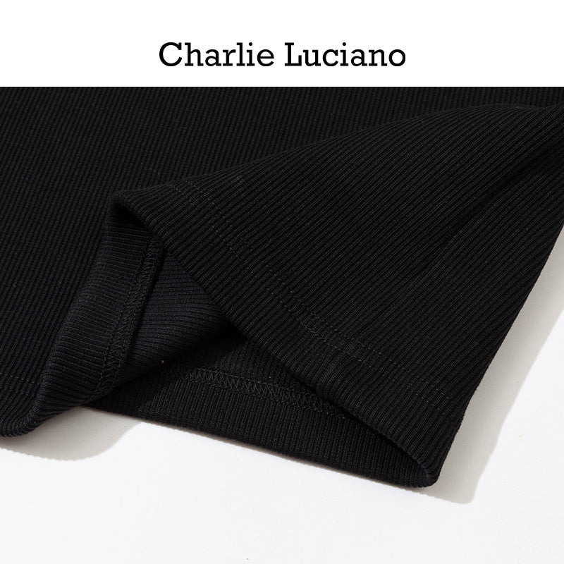 Charlie Luciano Shoulder Strap Short Tank Top 2025 Summer New Cross Back Strap