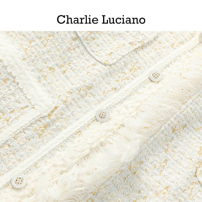 Charlie Luciano jacket 2025 trendy brand woven short white jacket for women