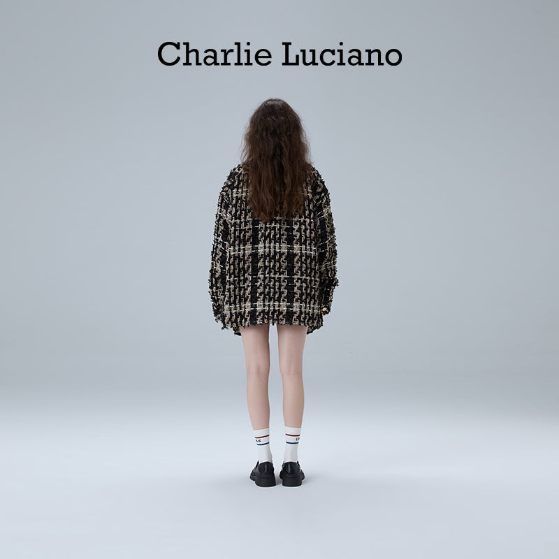 Charlie Luciano Shirt 2025 Spring and Autumn Couple's Vintage Trendy Brand CL Coat Black Gold
