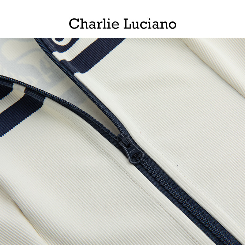 Charlie Luciano Half Zipper Tank Top Spring Summer Rice White Top for Women