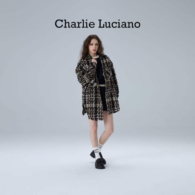 Charlie Luciano Shirt 2025 Spring and Autumn Couple's Vintage Trendy Brand CL Coat Black Gold