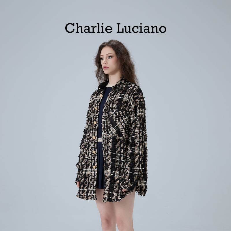 Charlie Luciano Shirt 2025 Spring and Autumn Couple's Vintage Trendy Brand CL Coat Black Gold