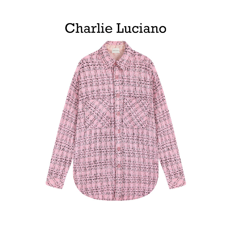 Charlie Luciano Couple Checkered Shirt Small Fragrant Coat for Men and Women