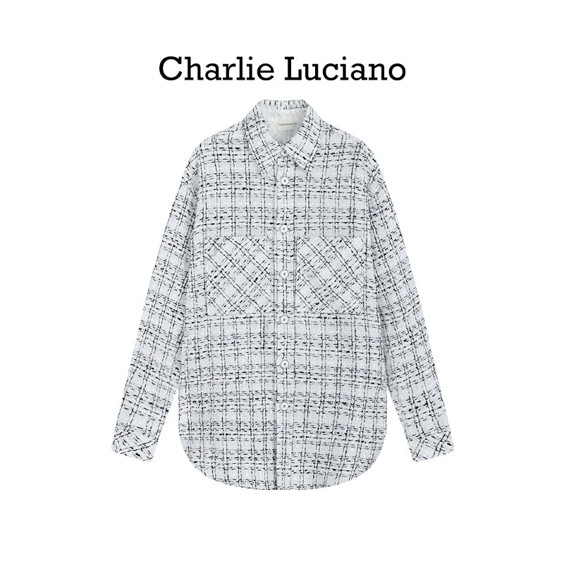 Charlie Luciano Couple Checkered Shirt Small Fragrant Coat for Men and Women