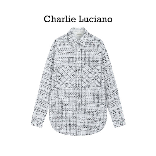 Charlie Luciano Couple Checkered Shirt Small Fragrant Coat for Men and Women