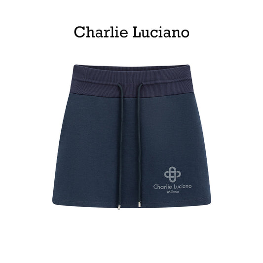 Charlie Luciano drawstring short skirt trendy brand loose casual high waisted sports skirt for women
