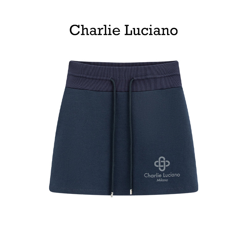 Charlie Luciano drawstring short skirt trendy brand loose casual high waisted sports skirt for women