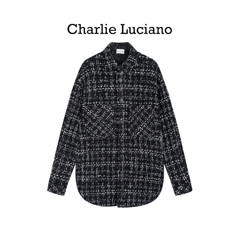 Charlie Luciano Couple Checkered Shirt Small Fragrant Coat for Men and Women