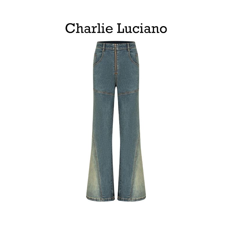 Charlie Luciano washed gradient denim bell bottoms jeans