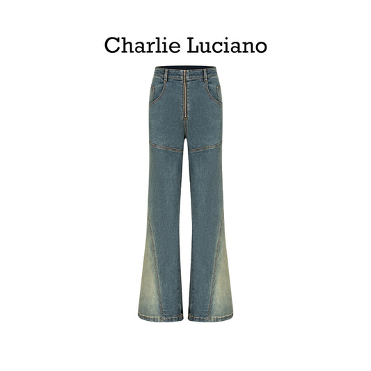 Charlie Luciano washed gradient denim bell bottoms jeans