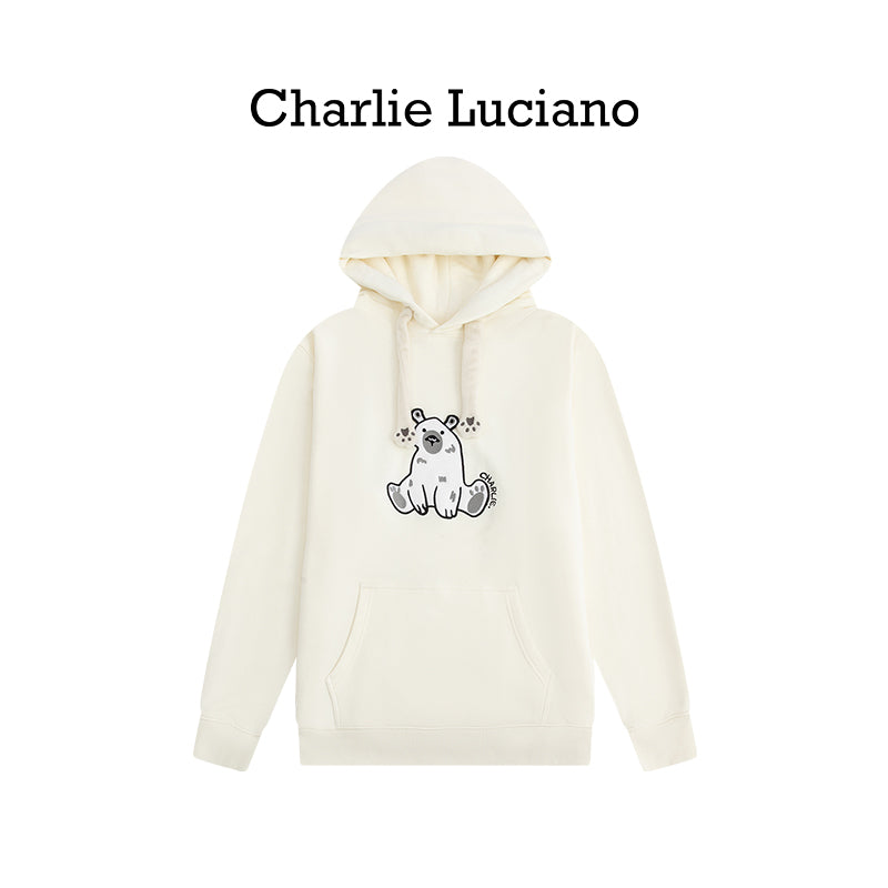 Charlie Luciano Polar Bear Hoodie unisex loose casual hooded sweatshirt