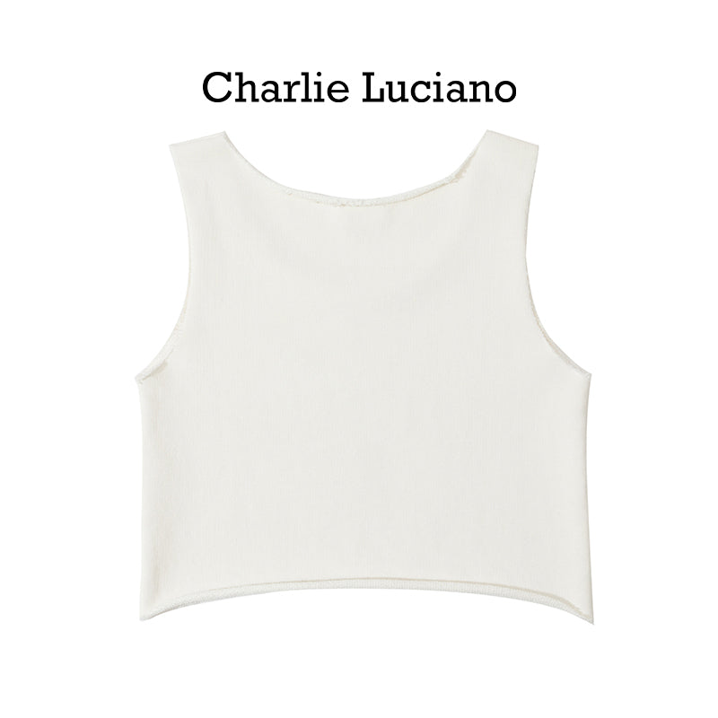 Charlie Luciano sleeveless vest women's graffiti love short bottom top
