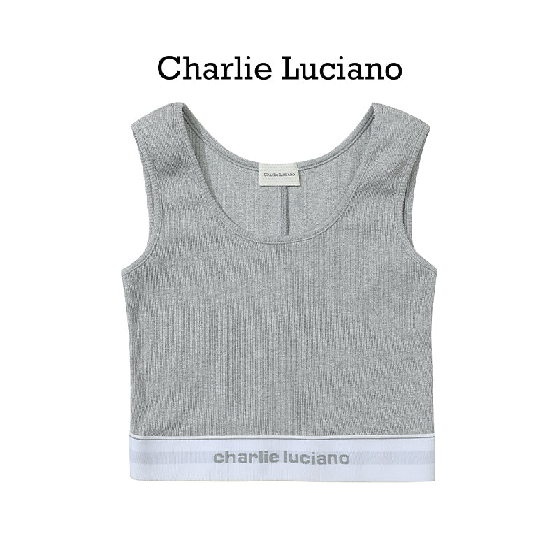 Charlie Luciano striped jacquard knitted sleeveless vest, summer new fashion top for women