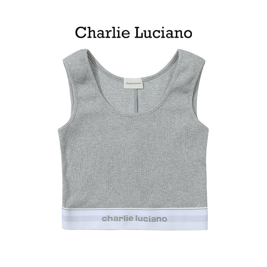 Charlie Luciano striped jacquard knitted sleeveless vest, summer new fashion top for women