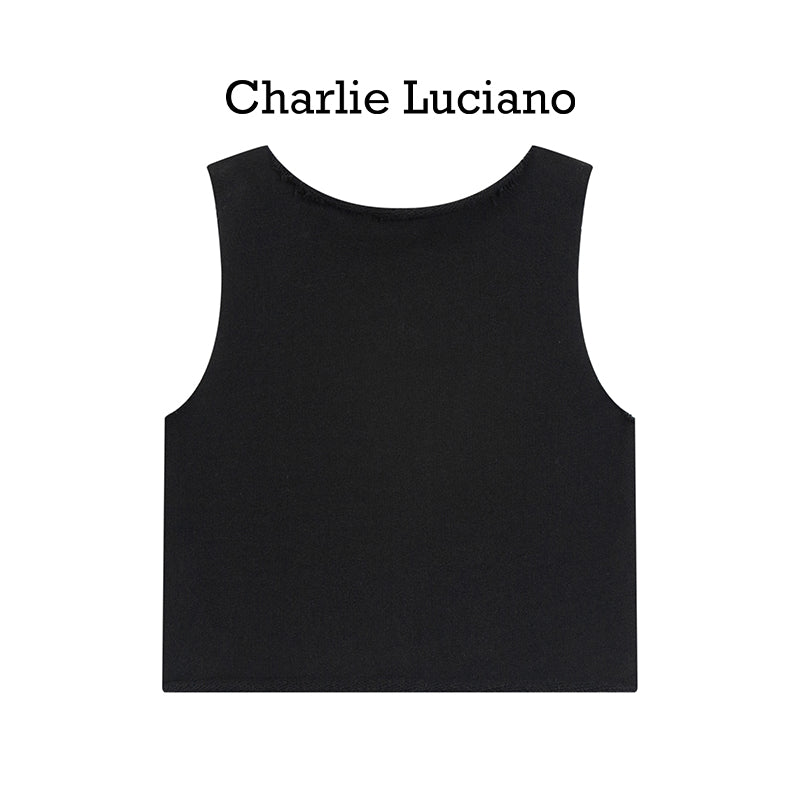Charlie Luciano sleeveless vest women's graffiti love short bottom top