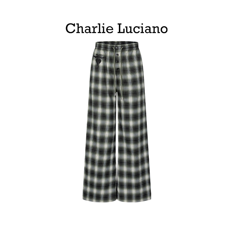 Charlie Luciano Fluid Love Silicon Offset Plaid Pants Casual Pants