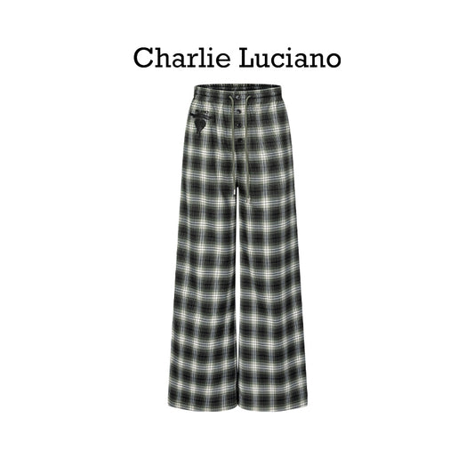 Charlie Luciano Fluid Love Silicon Offset Plaid Pants Casual Pants