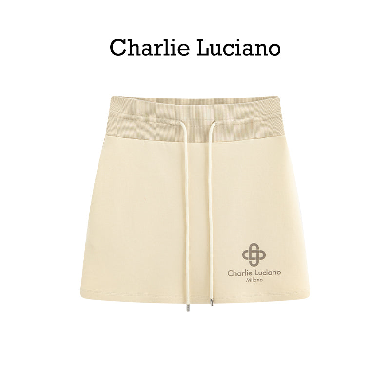 Charlie Luciano drawstring short skirt trendy brand loose casual high waisted sports skirt for women