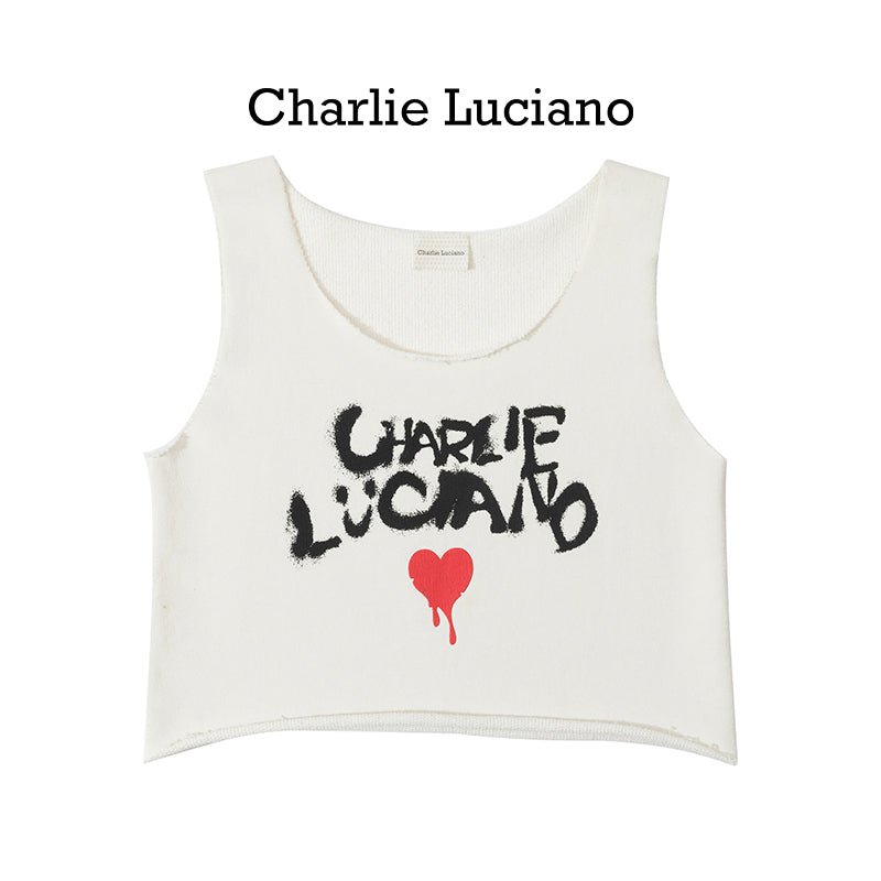 Charlie Luciano sleeveless vest women's graffiti love short bottom top