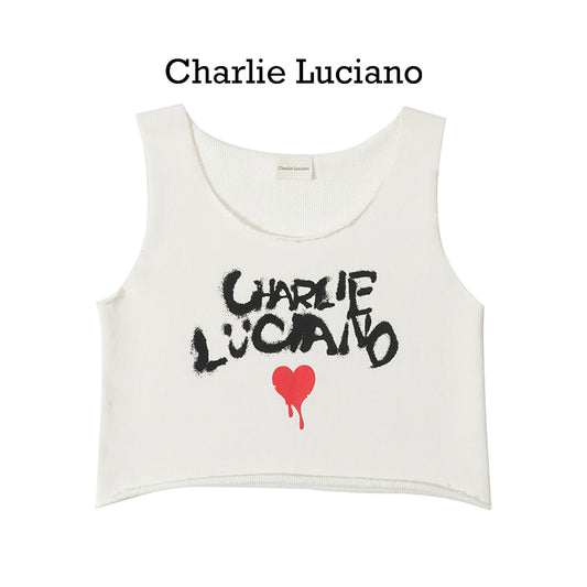 Charlie Luciano sleeveless vest women's graffiti love short bottom top