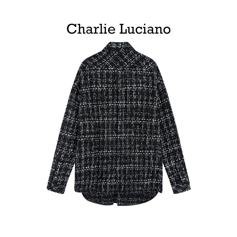 Charlie Luciano Couple Checkered Shirt Small Fragrant Coat for Men and Women