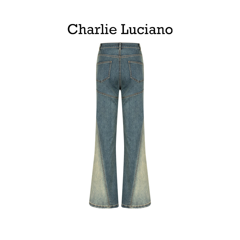 Charlie Luciano washed gradient denim bell bottoms jeans