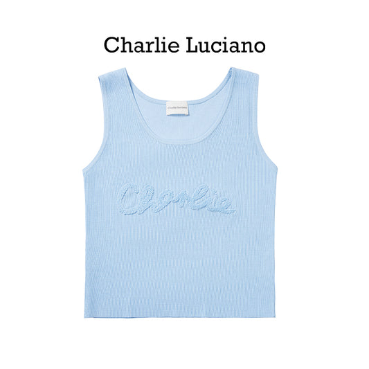 Charlie Luciano Jacquard Knitted Logo Sleeveless Tank Top