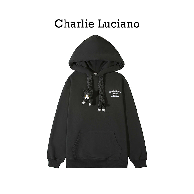 Charlie Luciano Hoodie 2025 Spring Cat Drawstring Hoodie Trendy