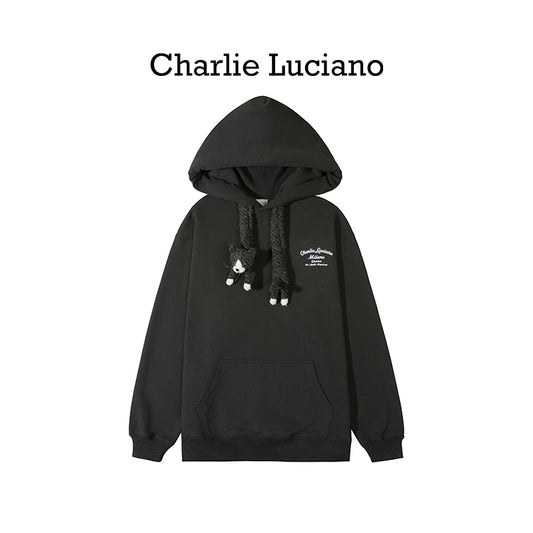 Charlie Luciano Hoodie 2025 Spring Cat Drawstring Hoodie Trendy
