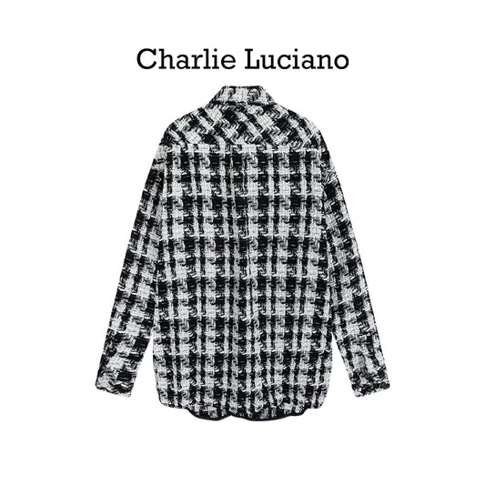 Charlie Luciano black and white small fragrance jacket, same trendy brand men's and women's shirt