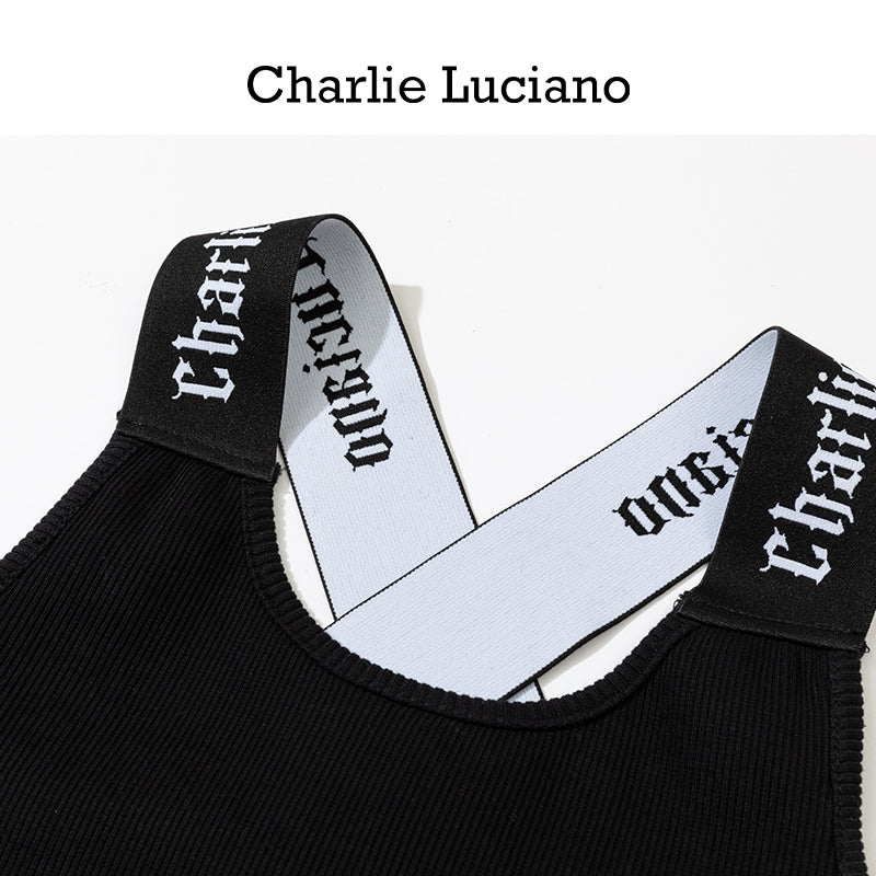 Charlie Luciano Shoulder Strap Short Tank Top 2025 Summer New Cross Back Strap