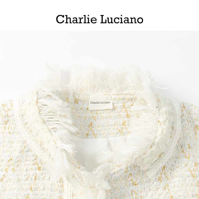 Charlie Luciano jacket 2025 trendy brand woven short white jacket for women