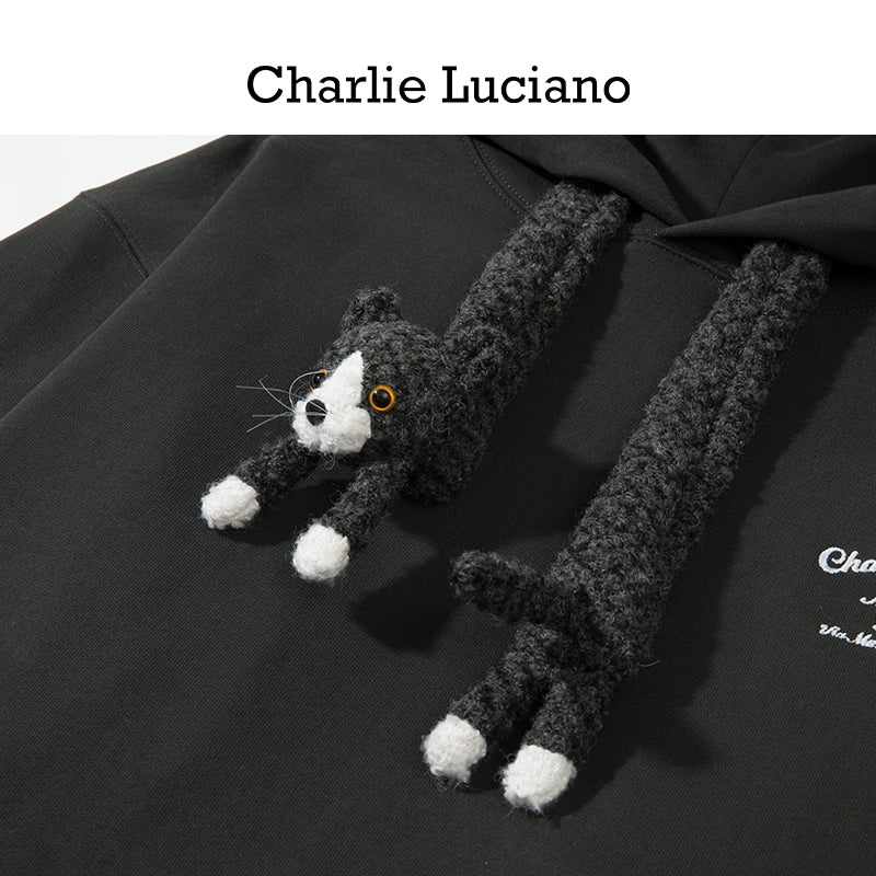 Charlie Luciano Hoodie 2025 Spring Cat Drawstring Hoodie Trendy