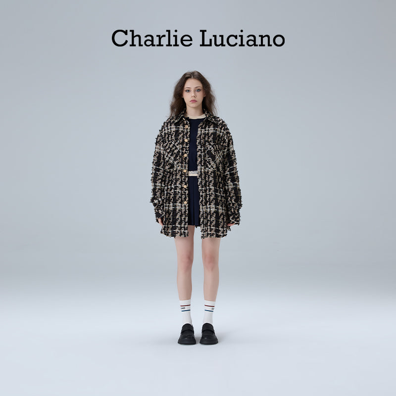 Charlie Luciano Shirt 2025 Spring and Autumn Couple's Vintage Trendy Brand CL Coat Black Gold