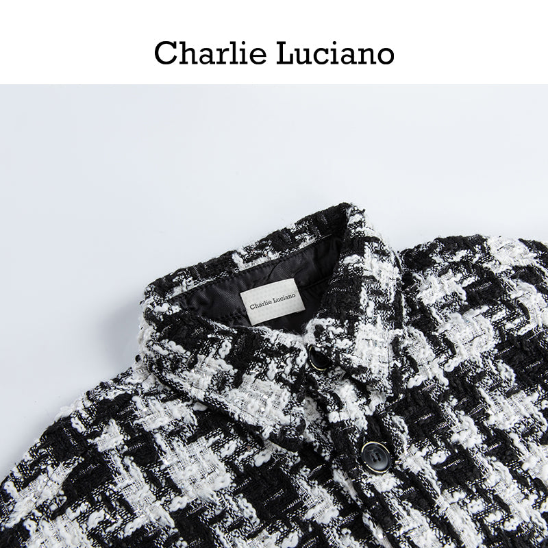 Charlie Luciano black and white small fragrance jacket, same trendy brand men's and women's shirt