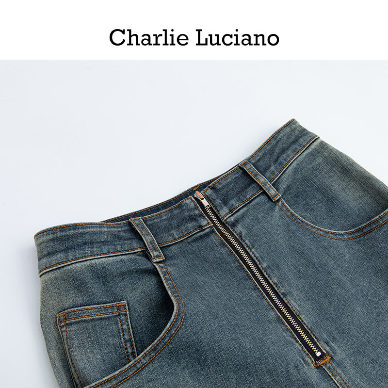 Charlie Luciano washed gradient denim bell bottoms jeans