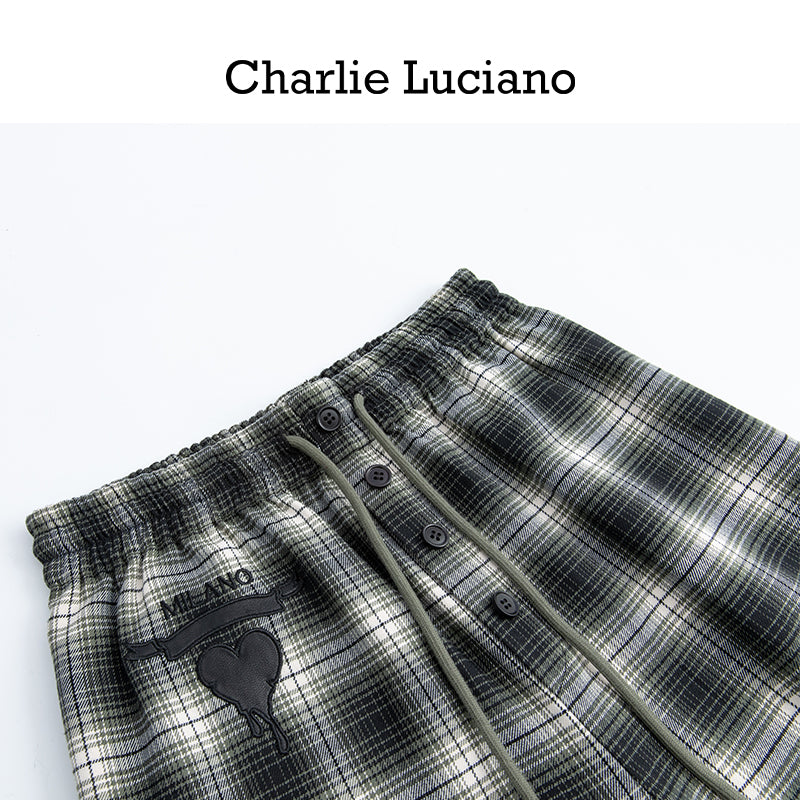 Charlie Luciano Fluid Love Silicon Offset Plaid Pants Casual Pants