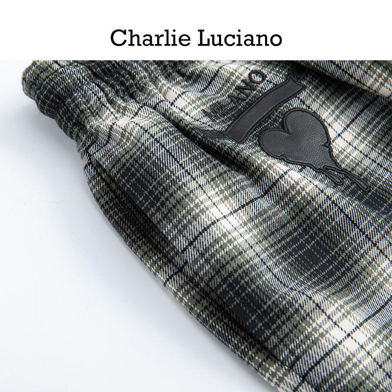 Charlie Luciano Fluid Love Silicon Offset Plaid Pants Casual Pants