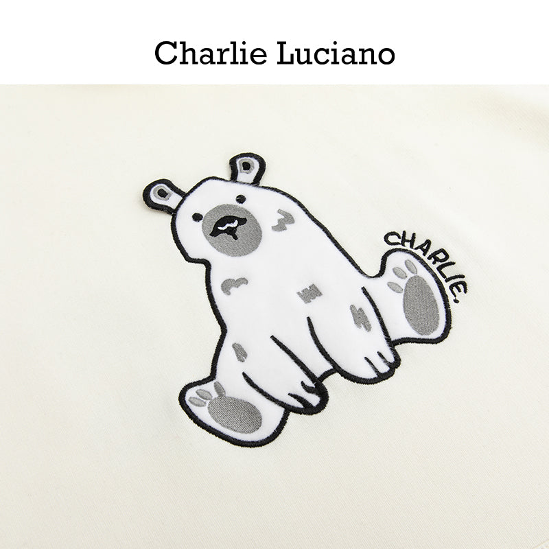 Charlie Luciano Polar Bear Hoodie unisex loose casual hooded sweatshirt
