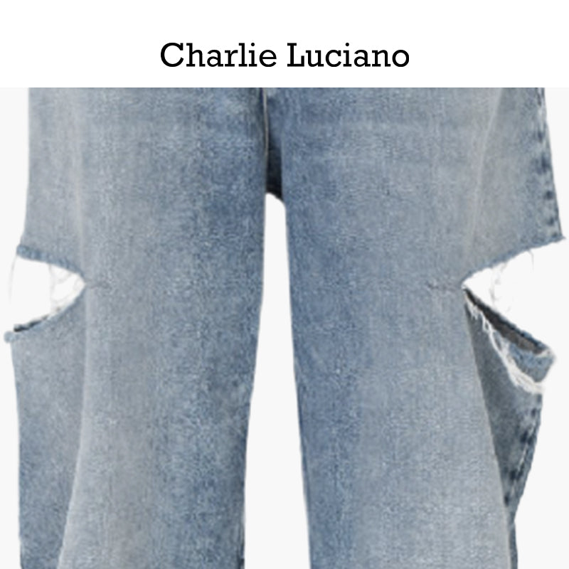 Charlie Luciano ripped pants 2025CL long pants trendy casual jeans for women