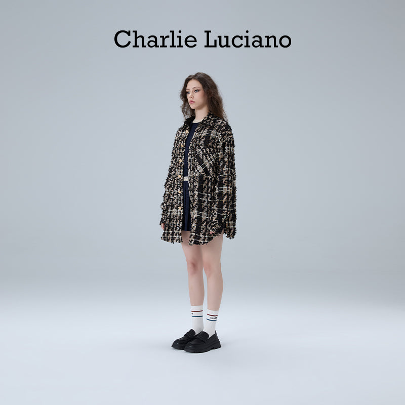 Charlie Luciano Shirt 2025 Spring and Autumn Couple's Vintage Trendy Brand CL Coat Black Gold