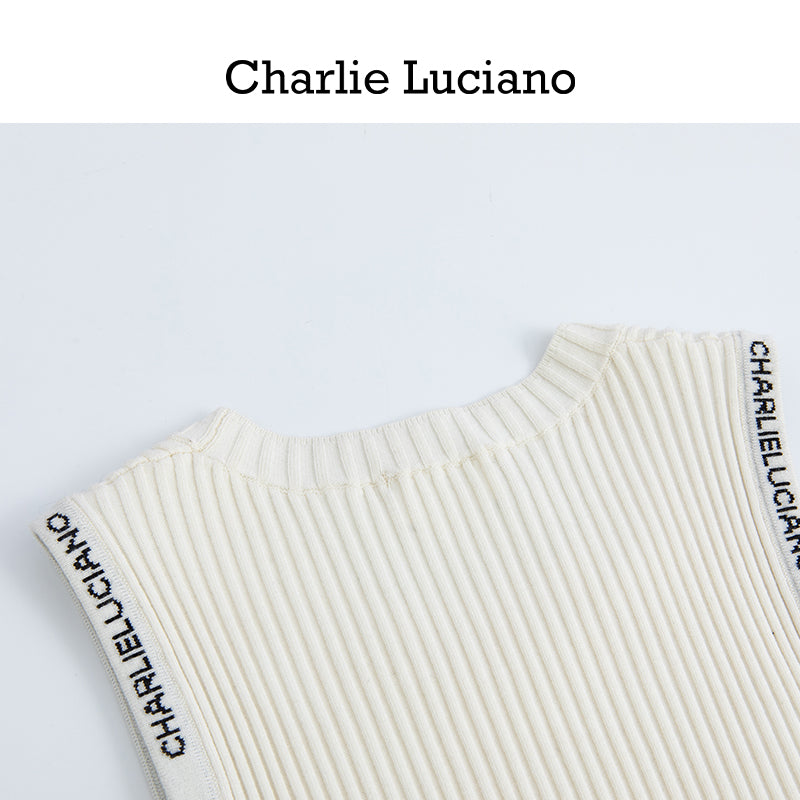 Charlie Luciano shoulder strap jacquard knit vest base sleeveless top