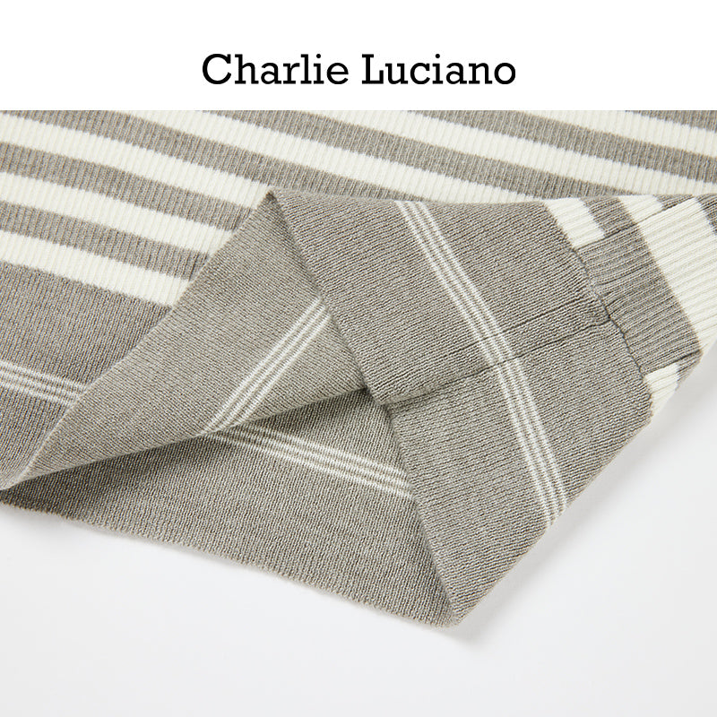Charlie Luciano striped jacquard knitted sleeveless vest, summer new trendy brand top for women