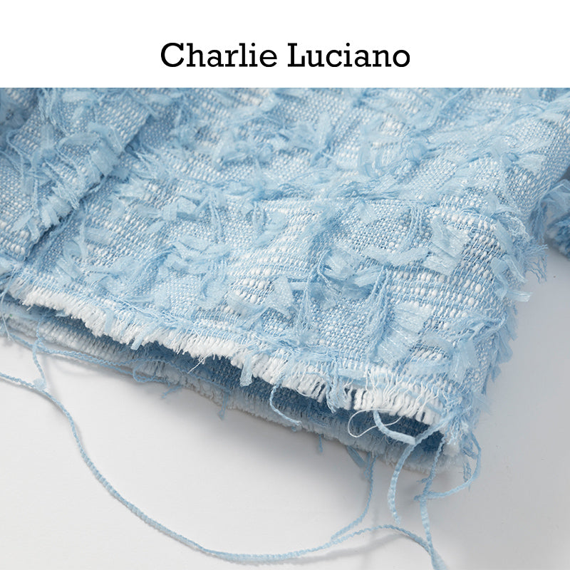 Charlie Luciano blue distressed style shirt cl jacket trendy brand top